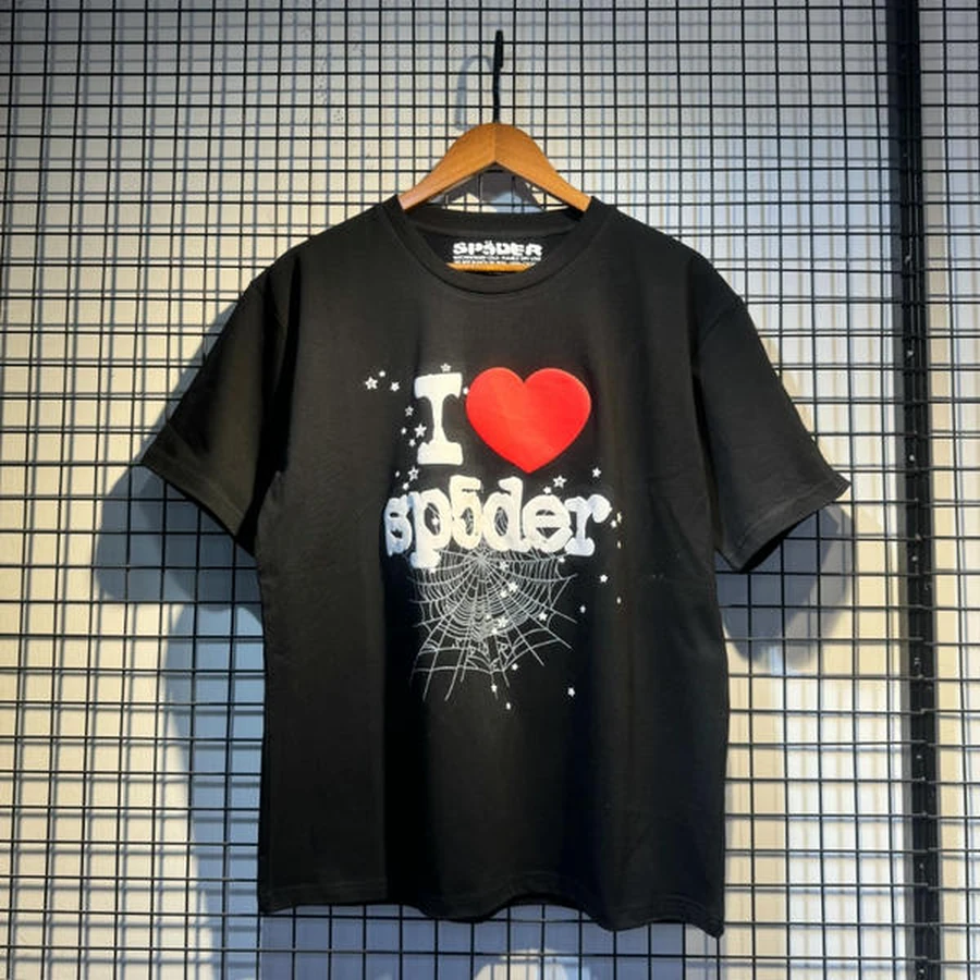 Sp5der Black I Heart Spider Web Graphic T-Shirt