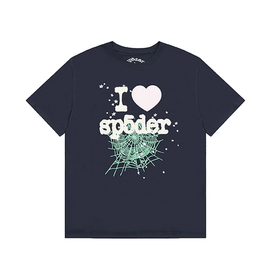 Sp5der Navy I Heart Spider Web Graphic T-Shirt