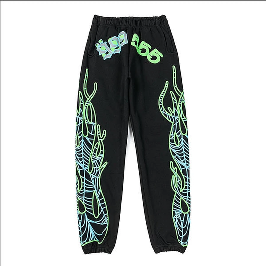 Sp5der Black Web Graphic Sweatpants
