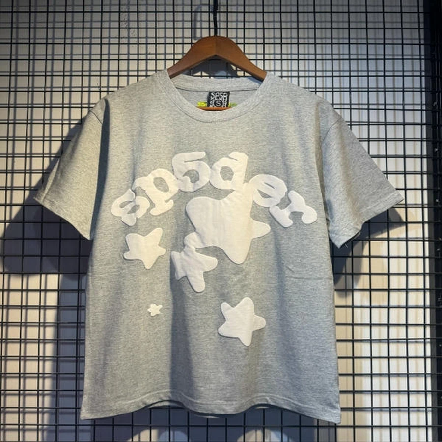 Sp5der Grey Star Graphic T-Shirt