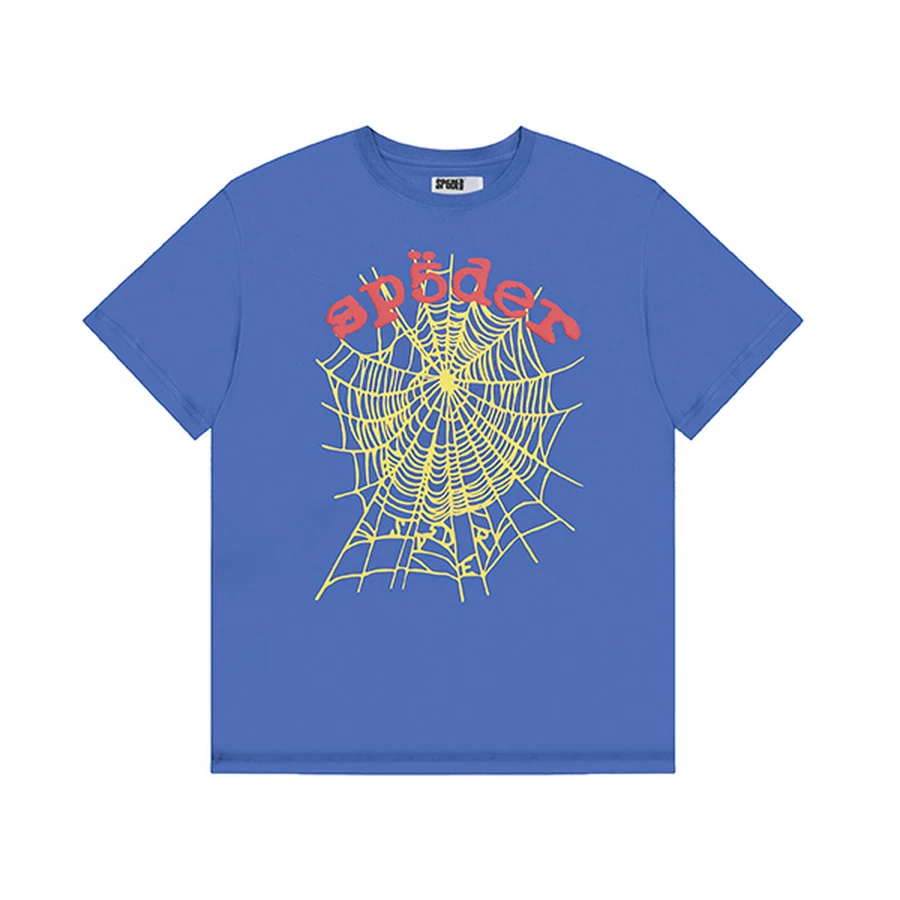 Sp5der Blue Spider Web Graphic T-Shirt 2