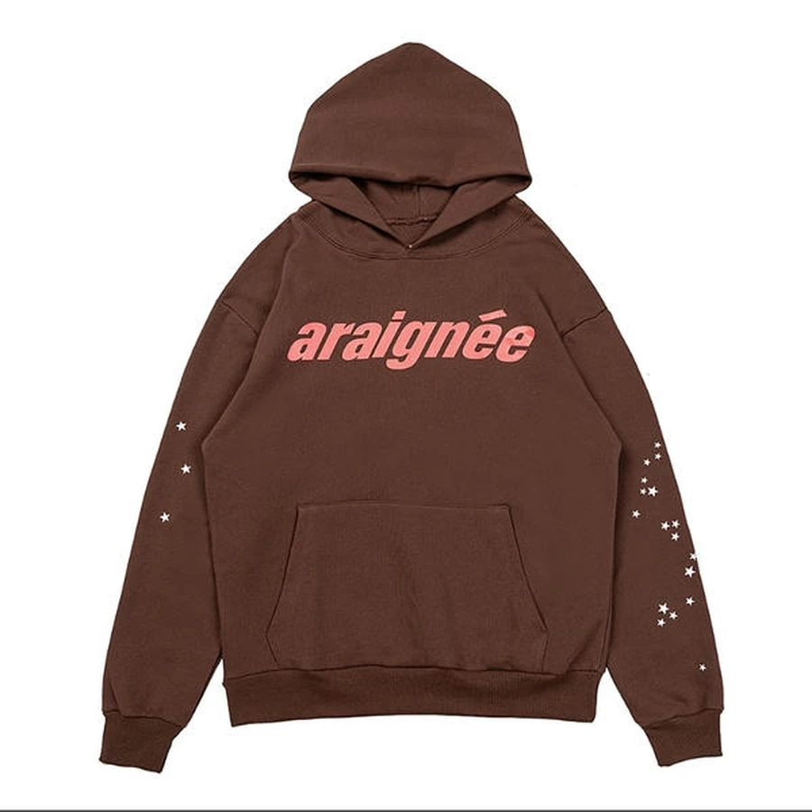 Sp5der Maroon Number 5 Graphic Hoodie