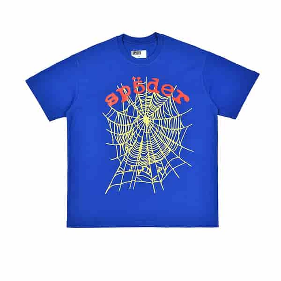 Sp5der Blue Spider Web Graphic T-Shirt 3