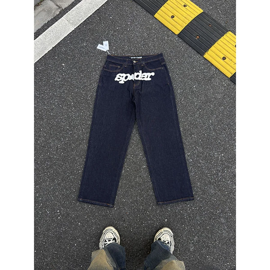 Sp5der Dark blue Spider Logo Graphic Jeans