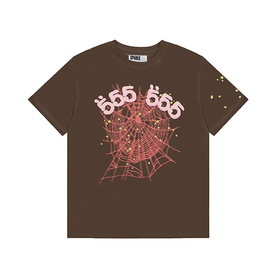 Sp5der Brown Spider Web Graphic T-Shirt 2