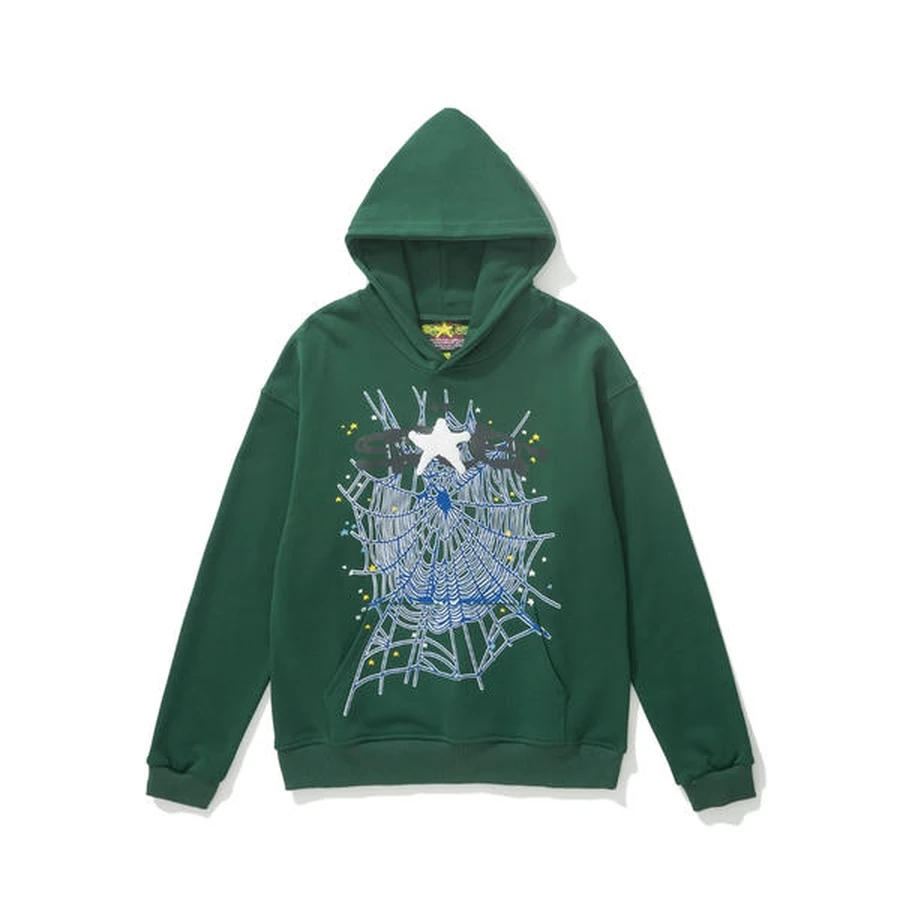 Sp5der Green Web Graphic Hoodie