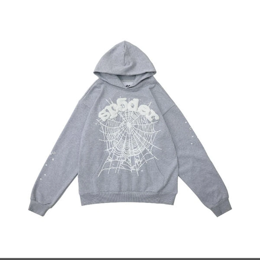 Sp5der Grey Spider Web Logo Hoodie 2