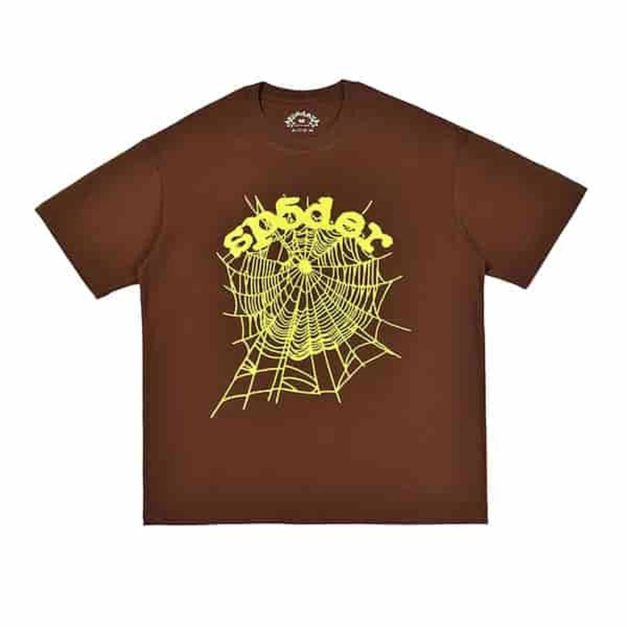 Sp5der Brown Spider Web Graphic T-Shirt 3