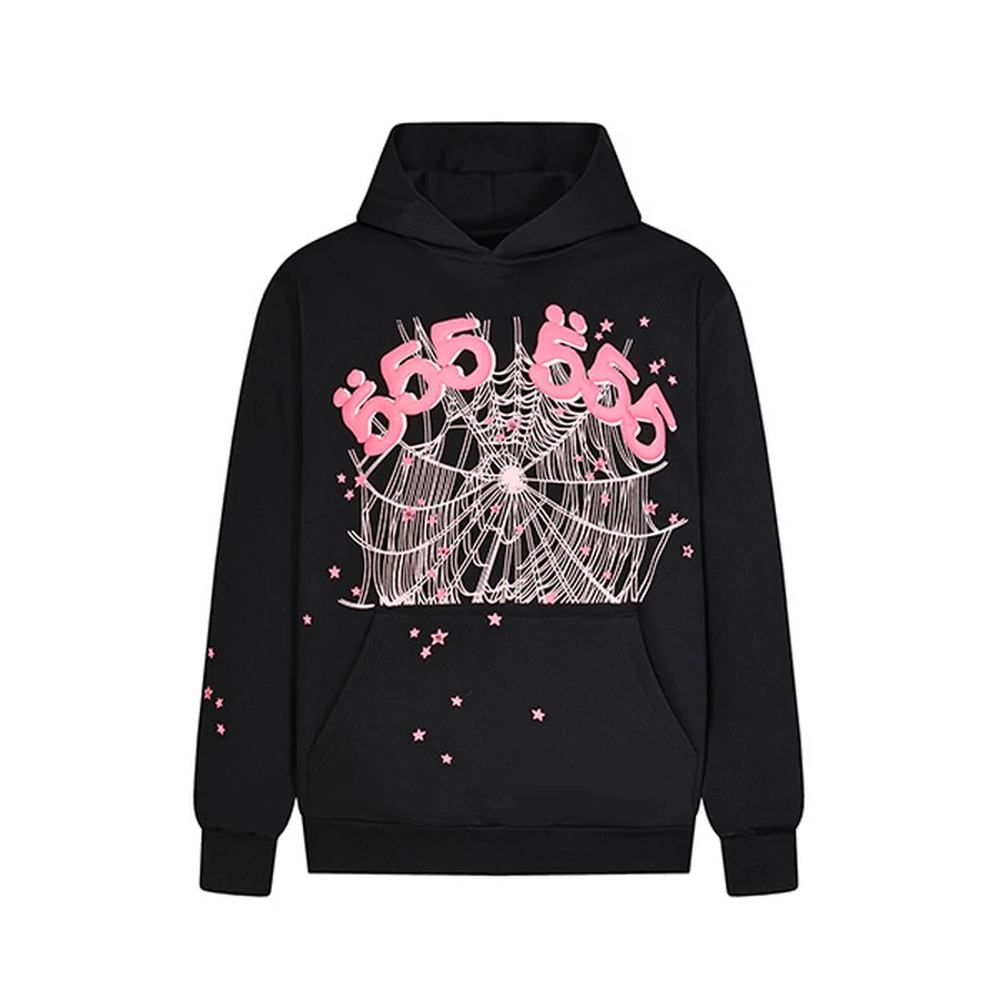 Sp5der Black Pink Web Graphic Hoodie 2
