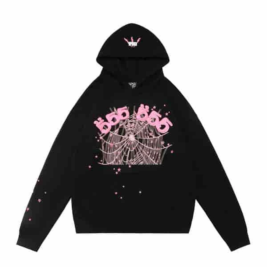 Sp5der Black Pink Web Graphic Hoodie
