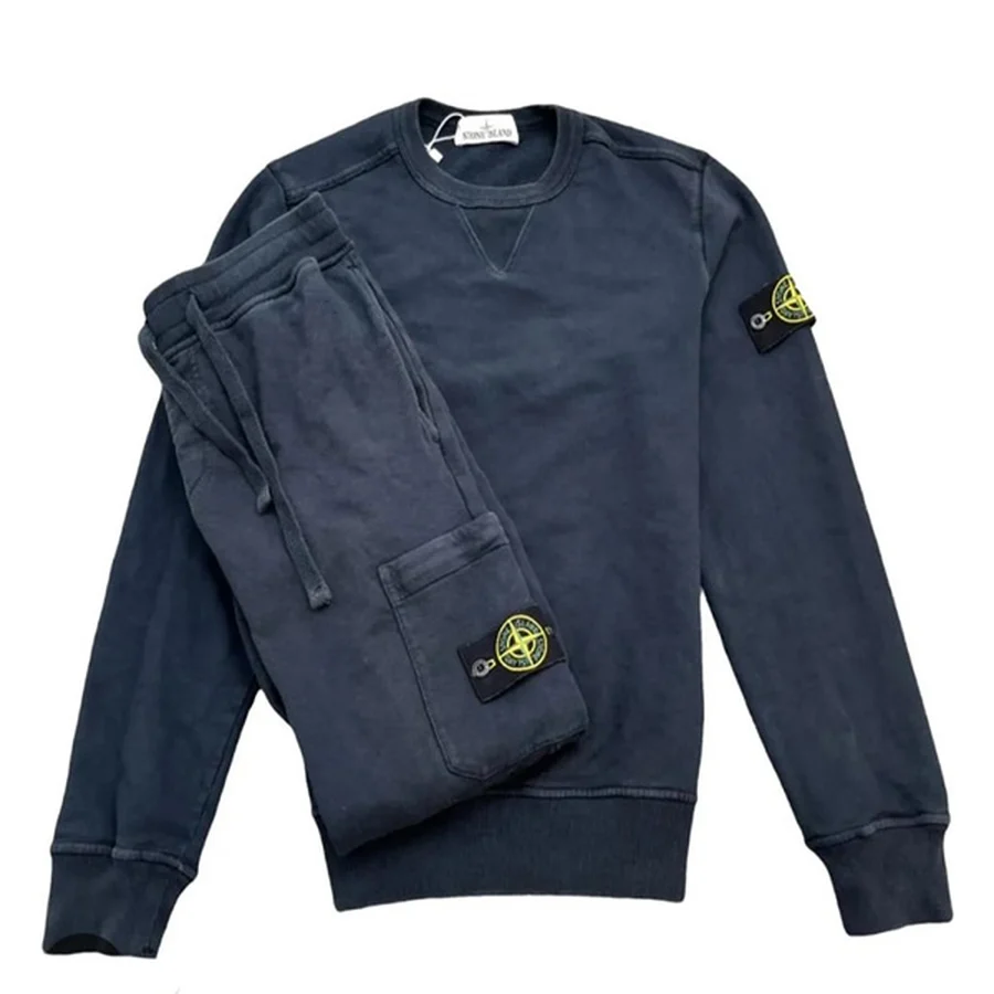 Stone Island Navy Blue Solid Color With Patches Set