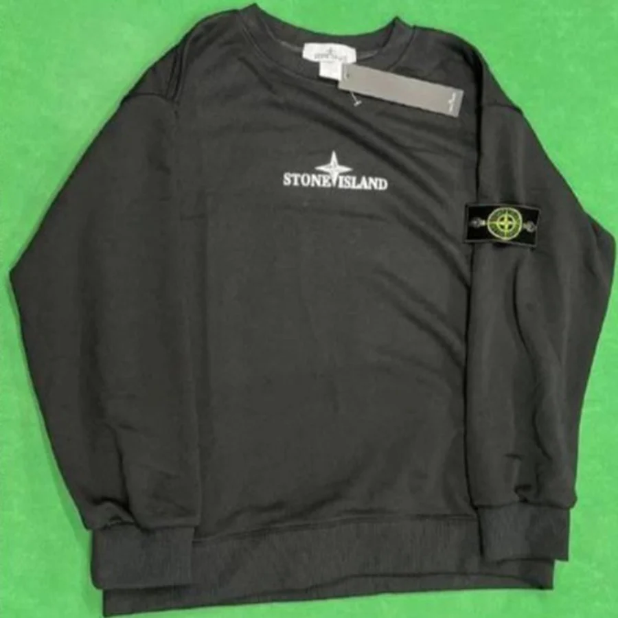 Grey Logo Print Sweatshirt Sweatshirt — Black