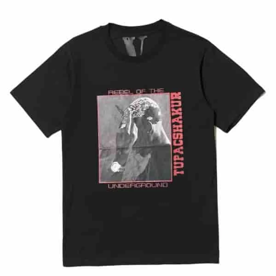 VLONE Black Graphic Portrait With Text Overlay T-Shirt