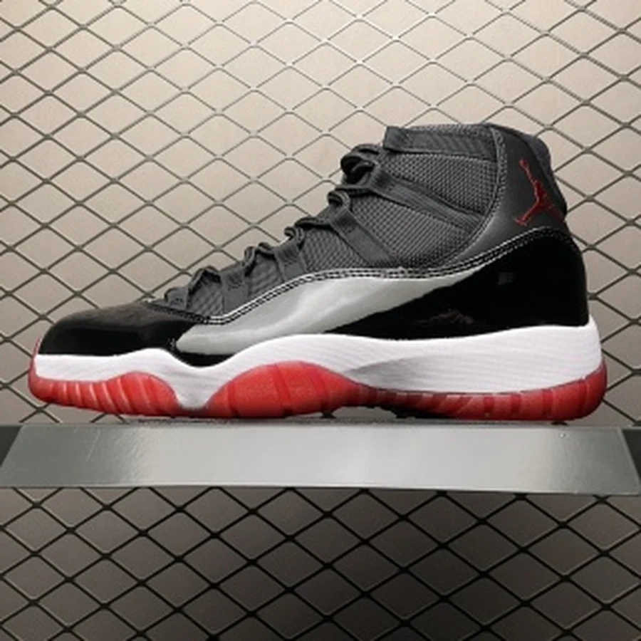 Jordan 11 Black Red White High — Gallery