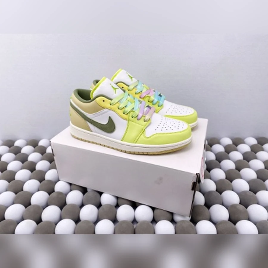 Jordan 1 Low White Yellow Olive Tan