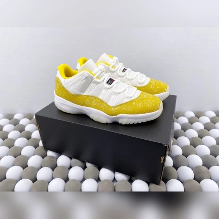 Jordan 11 White Yellow Snakeskin
