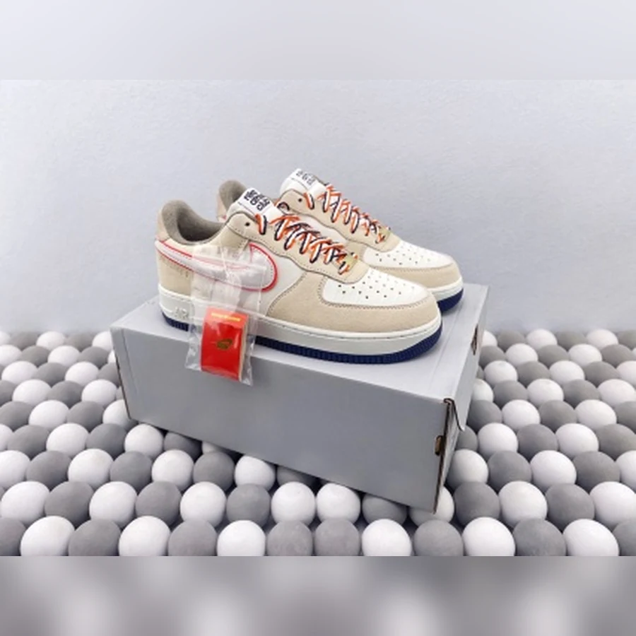 Nike Air Force 1 Cream White Navy Red